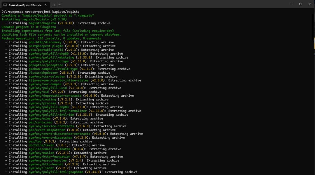 Bagisto admin dahboard